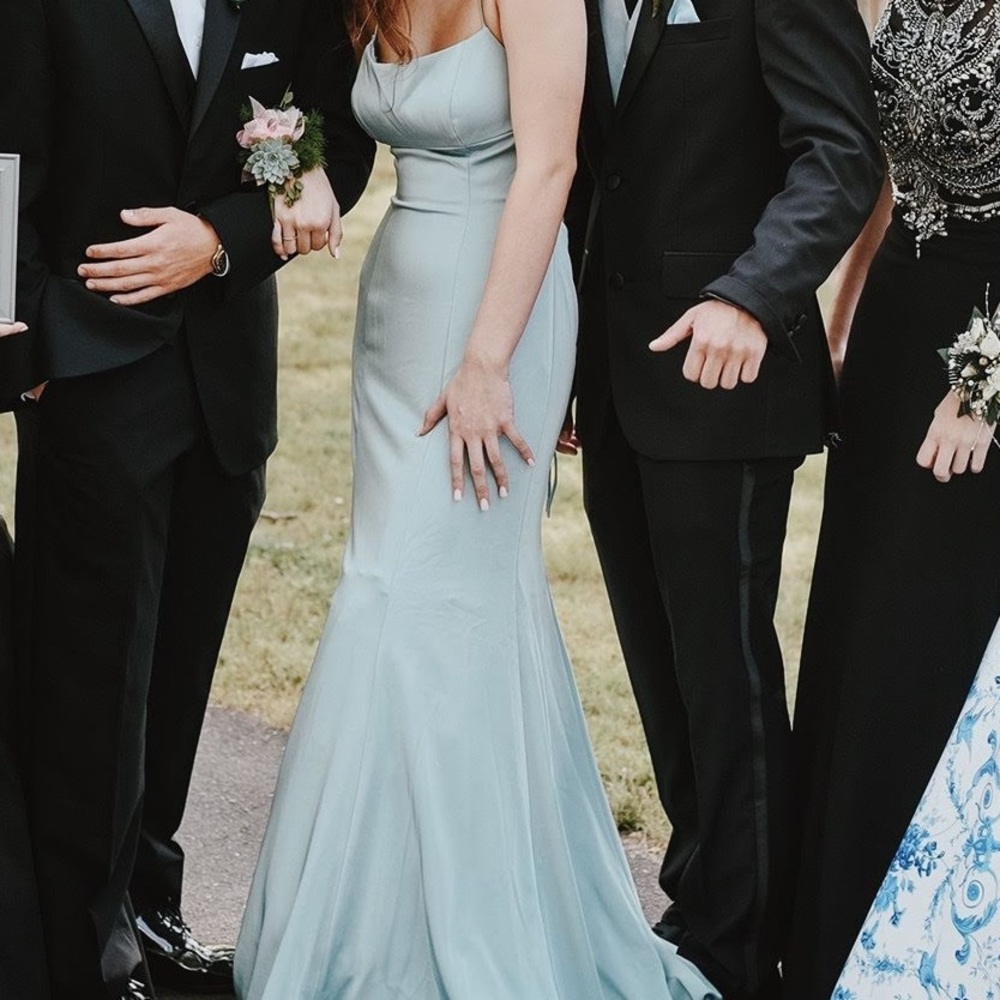 light blue/teal prom dress